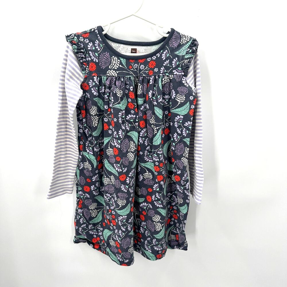 TEA COLLECTION Mighty Floral Ruffle Shoulder Long Sleeve Dress // 7